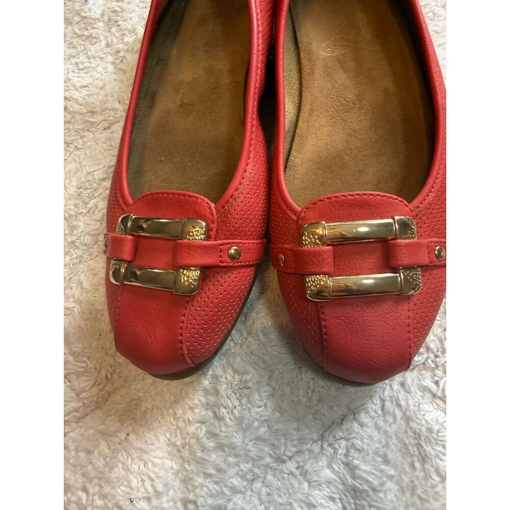 Aerosoles slip-on ballet flats feature a vibrant red
